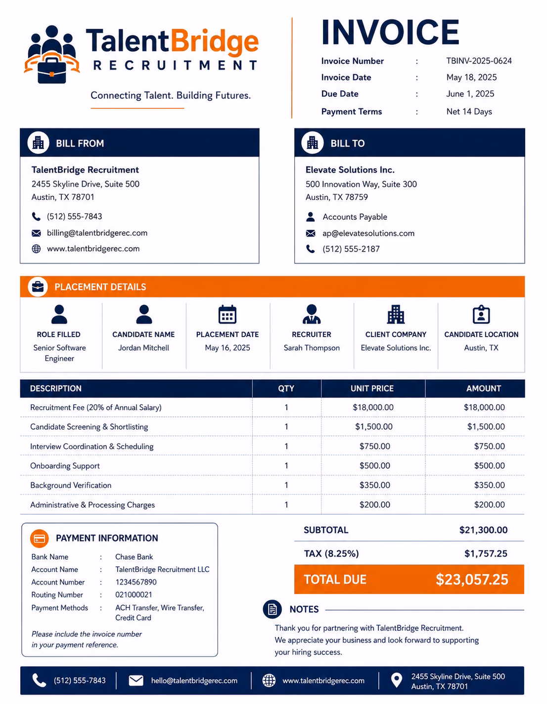 Recruitment Invoice Template Recruitment Invoice Template