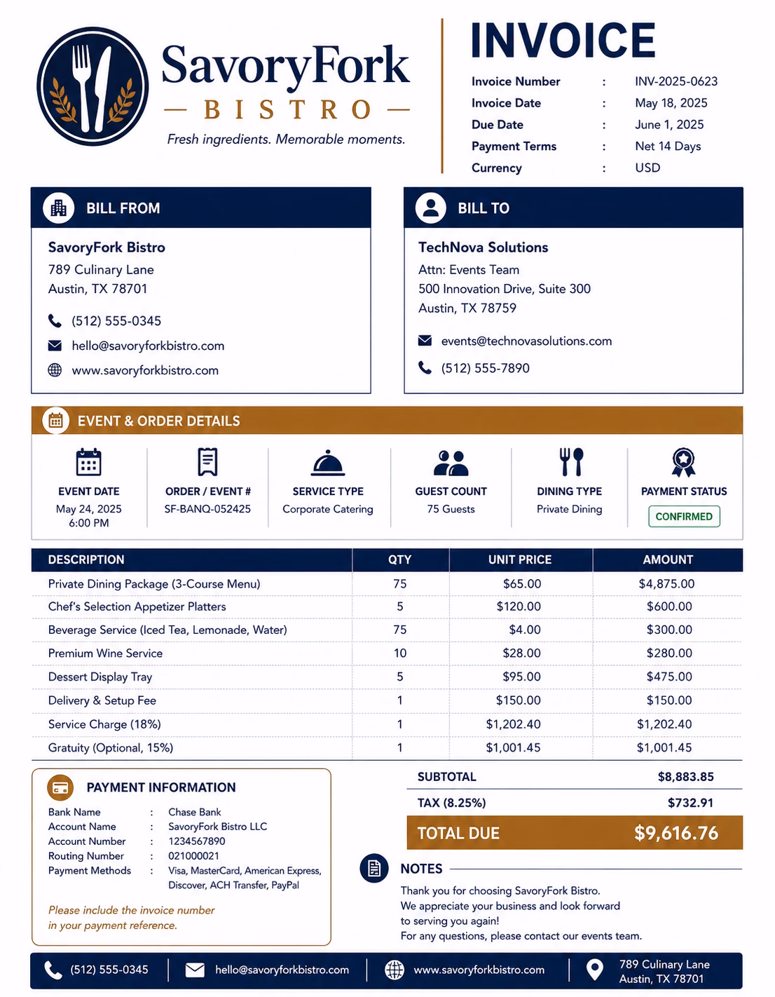 Restaurant Invoice Template Restaurant Invoice Template
