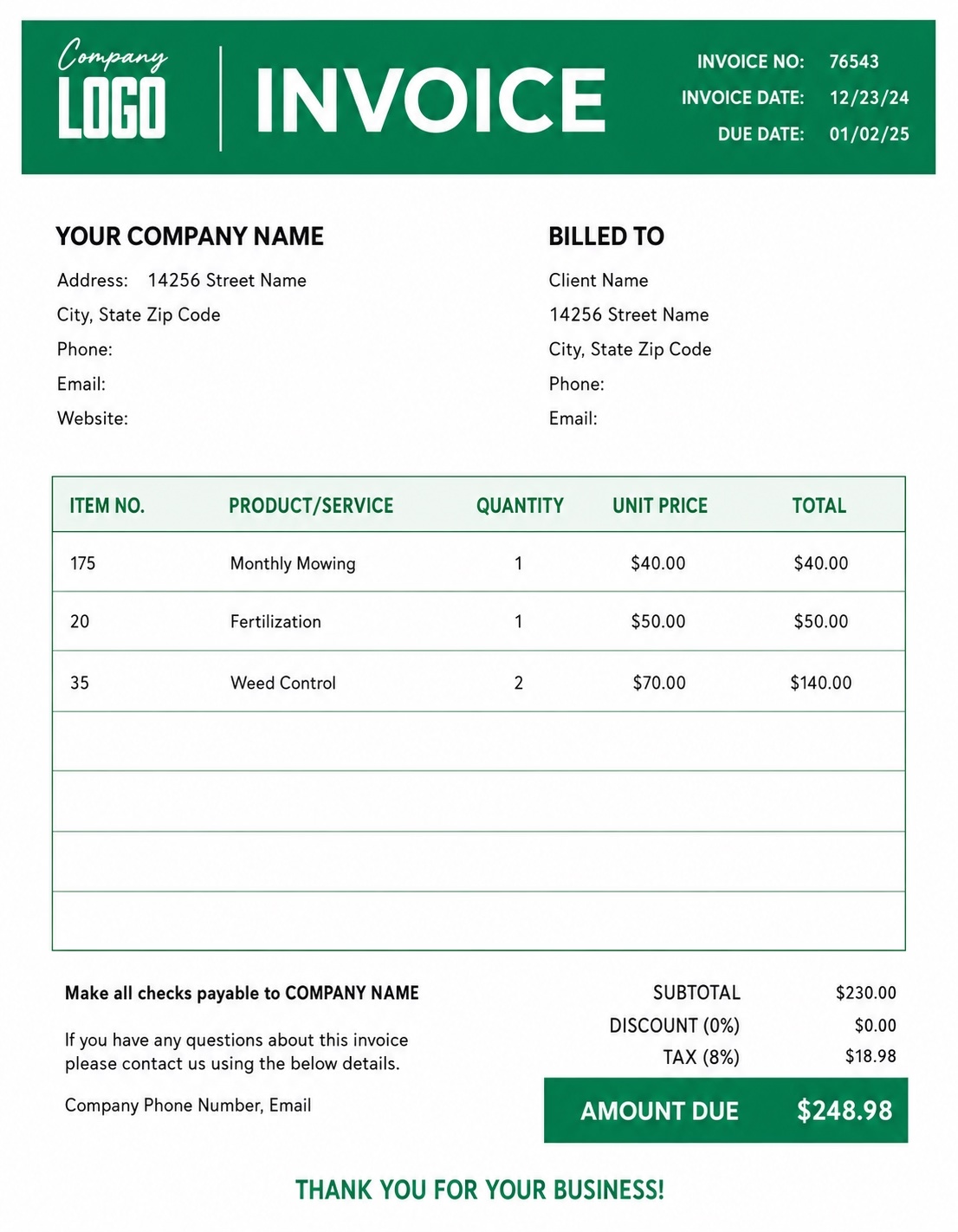 Creative invoice template preview